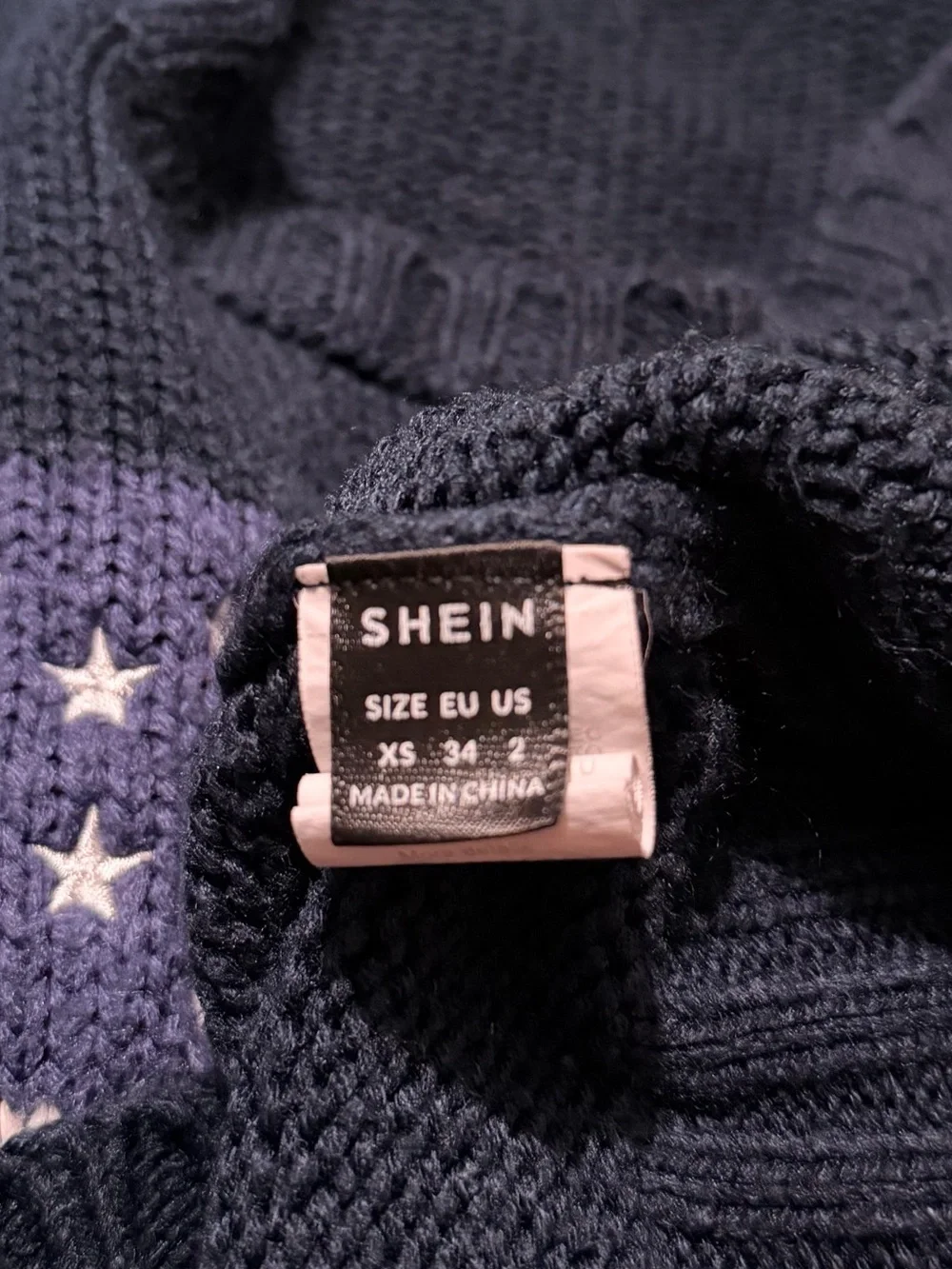 Navy Crewneck Sweater with American Flag Patch